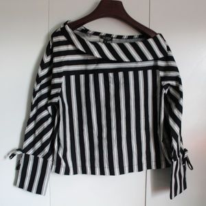 Topshop black and white stripped top - size 10